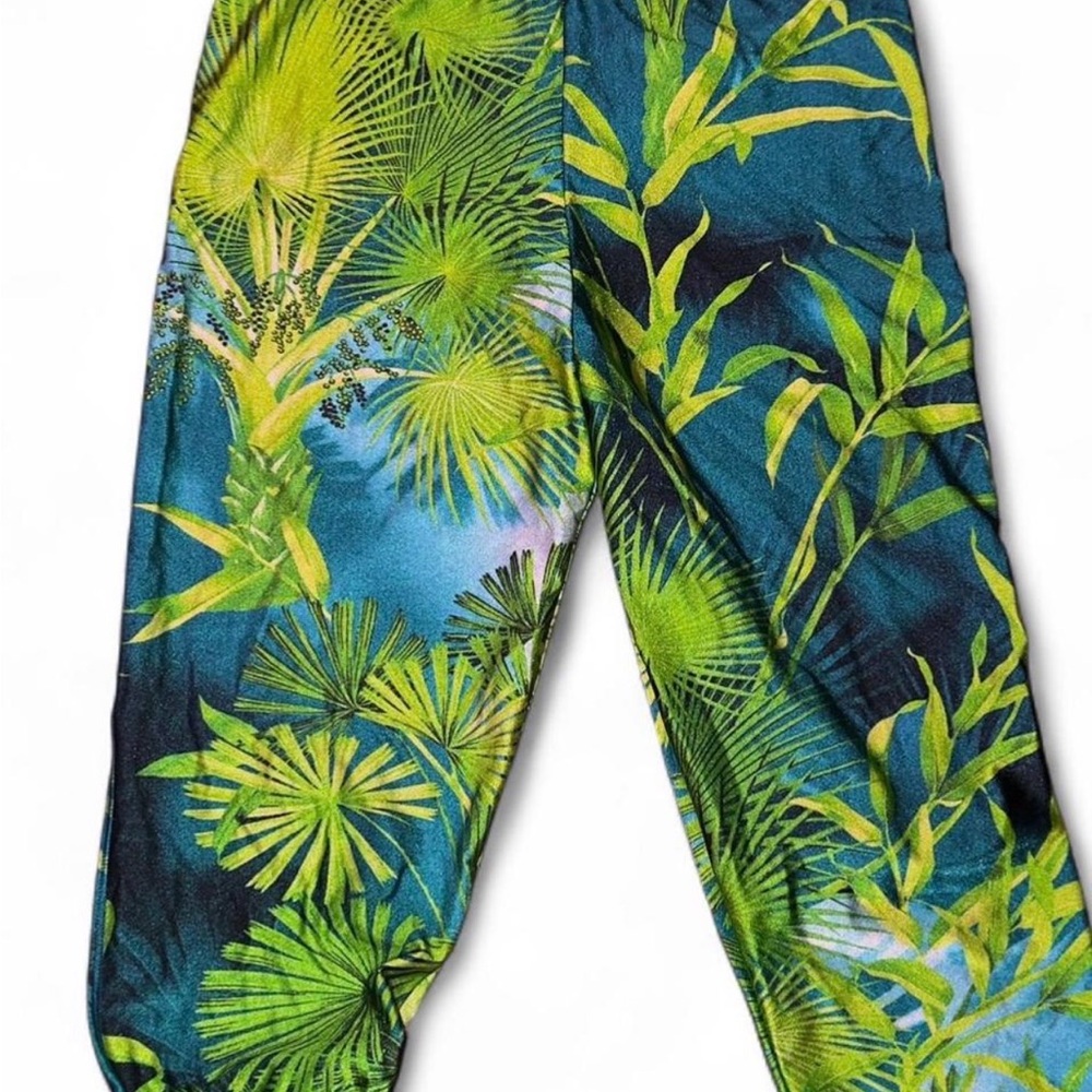 Versace Tropical Print Cropped Leggings / Capri Leggings – Greca Waist – Size 2